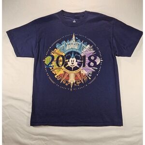 Disney Parks 2018 Walt Disney World Mickey Compass Graphic T-Shirt Navy Size L